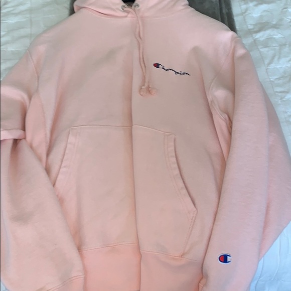 champion light pink hoodie